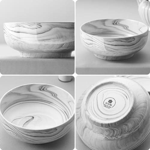MALACASA Large Serving Bowls, 60 OZ (8") Ceramic Salad Bowls Set of 2
