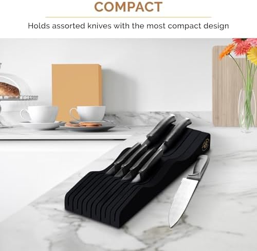 Knife Drawer Organizer, 16 Slot Bamboo In-Drawer Knife Block Without Knives