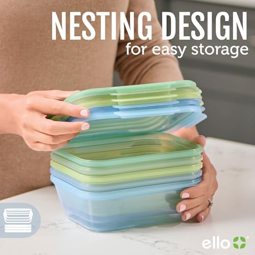 Ello Snap & Nest 4.5 Cup Plastic Meal Prep Set, 10 Piece, Seafoam
