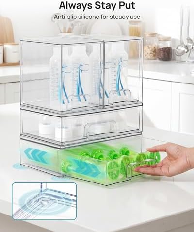 Vtopmart Clear Stackable Storage Drawers Set of 8, Plastic Organizer Bins