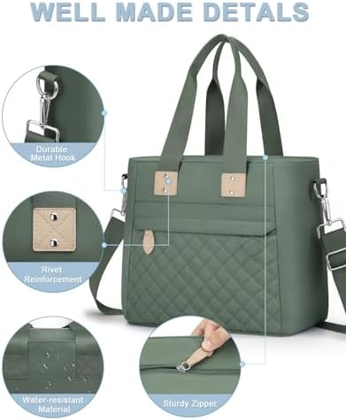 Capolo Lunch Bag for Women,Large Insulated Lunchbox Tote Reusable,L-Green