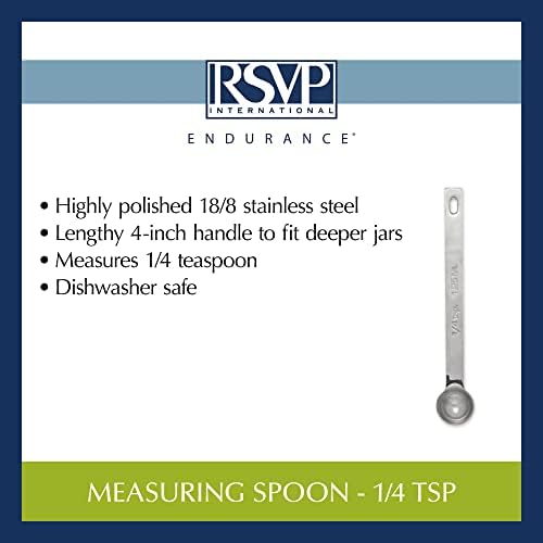 RSVP International Endurance Kitchen Collection Open Stock Measuring Spoon, Stainless Steel, Dishwasher Safe, 0.25-Teaspoon