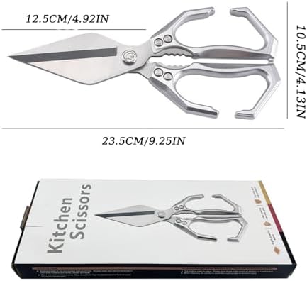 Stainless Steel Bone-Cut Kitchen Scissors, Poultry Shears - Heavy Duty Kitchen Scissors for Food with Ergonomic Handle, Ultra Sharp for Chicken, Meat, Seafood, Bone Cutting (Red)