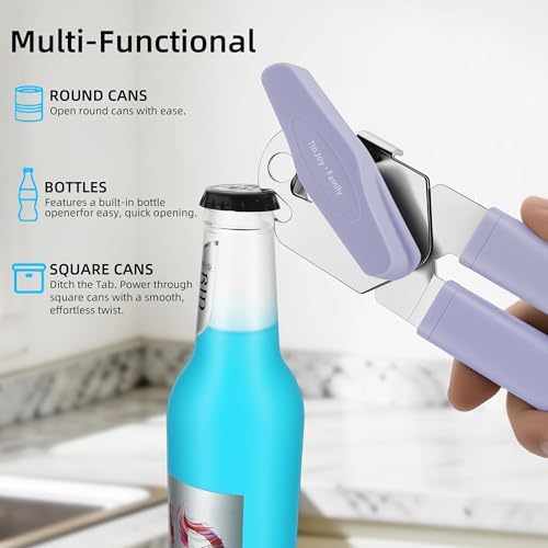 Can Opener Manual, Reinforced Blade, Effortless Knob, Non-Stick (Grape)