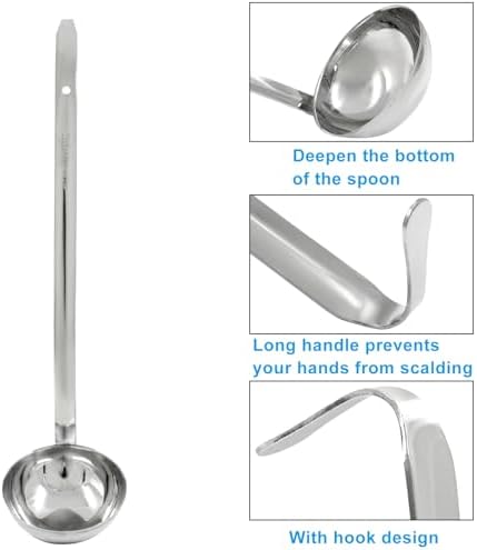 Piutouyar 3 Pcs 4 oz Soup Ladle Set with Long Hooked Handle