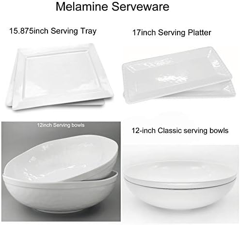 KX-WARE Melamine Serving Bowls -2pcs 12inch Larger Salad Bowls/Mixing Bowls,White Color| Break-resistant 100% Melamine Bowls | Dishwasher Safe,BPA Free