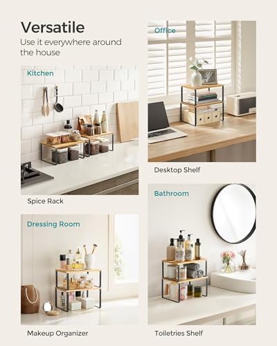 SONGMICS Cabinet Organizer Shelf, Set of 4 Spice Rack, Kitchen Storage