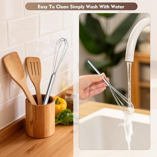 10 Inch Mini Whisk, 304 Anti-Rust Stainless Steel Small Whisks
