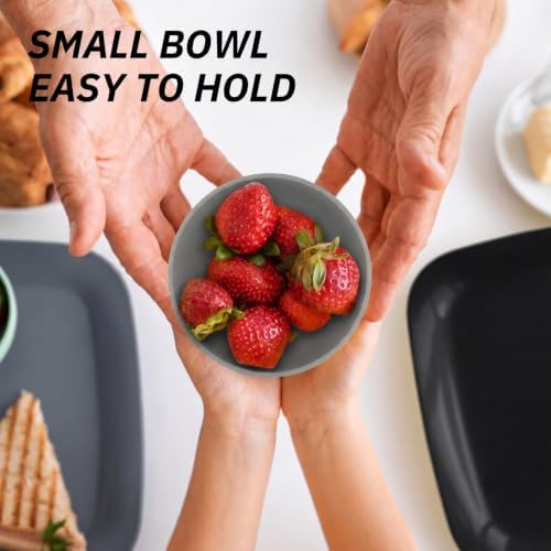 Wheat Straw Bowls Sets of 8, 10oz Small Plastic Bowl Reusable, Unbreakable Dessert Bowls, Microwave & Dishwasher Safe Snack Bowl for Kitchen, Party, Mini Bowls for Ice Cream - BlackBeige