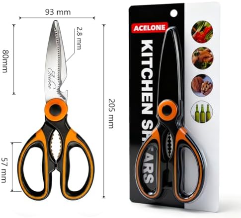 Acelone Kitchen Shears,Premium Heavy Duty Shears Ultra Sharp Stainless Steel Multi-function Kitchen Scissors for Chicken/Poultry/Fish/Meat/Vegetables/Herbs/BBQ… (Pack of 2)