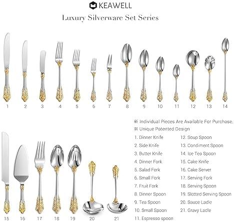 KEAWELL Luxury 1-Piece Gold Accent Gravy Ladle, 18/10 Stainless Steel (1)