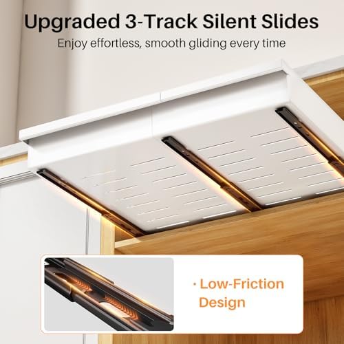 Pull out Cabinet Organizer, 4-Pack Expandable(13.6"-24") Silde out Drawers with Raising Pad for Framed Cabinets, Adjustable Full-Extension Adhesive Roll out Shelves for Kitchen Pantry Home Pot and Pan