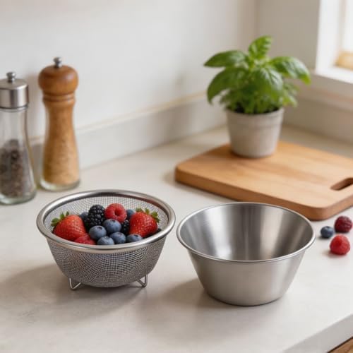 Mini Colander with Small Mixing Strainer Bowl,Small Strainer for Fruit,Rice