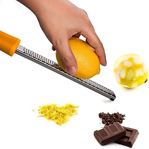 8-Inch Lemon Zester & Cheese Grater, 18/8 Stainless Steel, Orange
