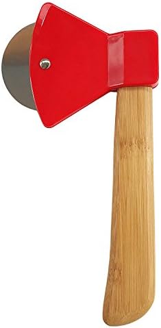 Axe Pizza Cutter with Bamboo Handle and Sharp Rotating Blade - Thacher's Nook