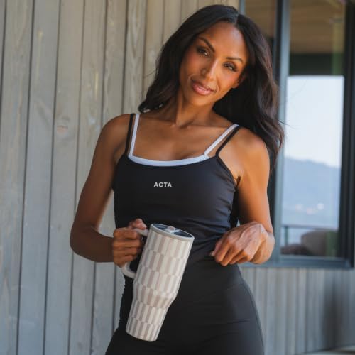 HydroJug Traveler 32oz, Insulated Tumbler with Handle & Straw, Latte