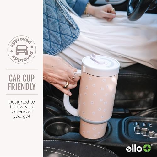 Ello Oasis 40oz Insulated Stainless Steel Tumbler with Straw, Blueberries
