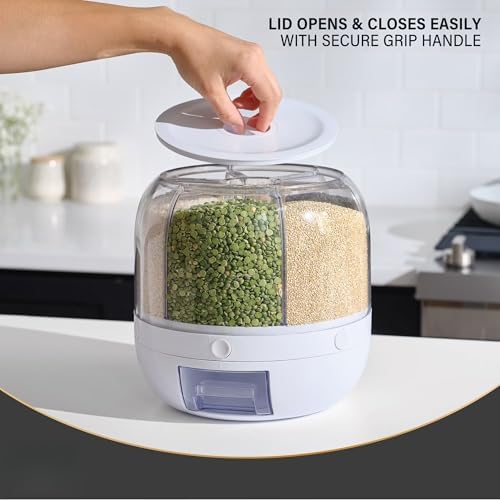 Rotating 6-Compartment Dry Food Dispenser