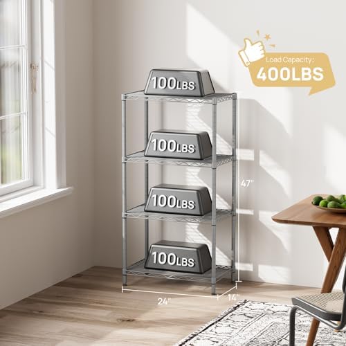 SINGAYE 4 Metal Shelves Wire Shelving Storage Shelf Adjustable Unit Pantry