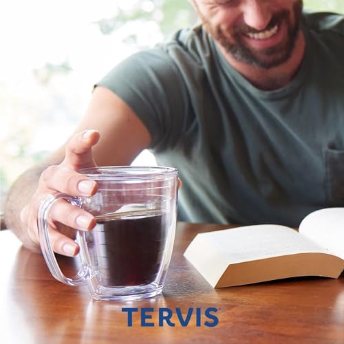 Tervis Clear & Colorful Lidded Made in USA Double Walled Insulated Tumbler Travel Cup Keeps Drinks Cold & Hot, 16oz Mug, Fuchsia Lid