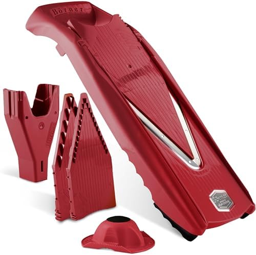 Börner Mandoline Slicer V5 (Starter Set) • Vegetable V-Slicer for Slices, Sticks & Dices in Various Sizes • With Stainless Steel V-Blade • Adjustable Kitchen Slicer • Color: Red