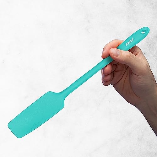 2-Pack Vovoly Silicone Jar Spatula, Long Handle Jar Spatulas, High Heat Resistant Small Rubber Spatula, Seamless Design, Stainless Steel Core, BPA Free, Teal