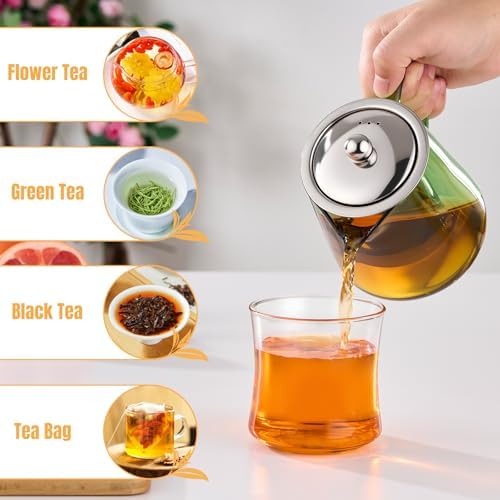 PARACITY Tea Kettle with Infuser, Glass Teapot Stovetop, 18.6 fl oz, 550 ml