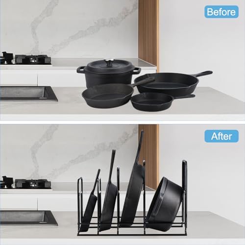 Toplife Heavy Duty Pan Organizer,Storgae Rack for Cast Iron Skillets 2 Pack