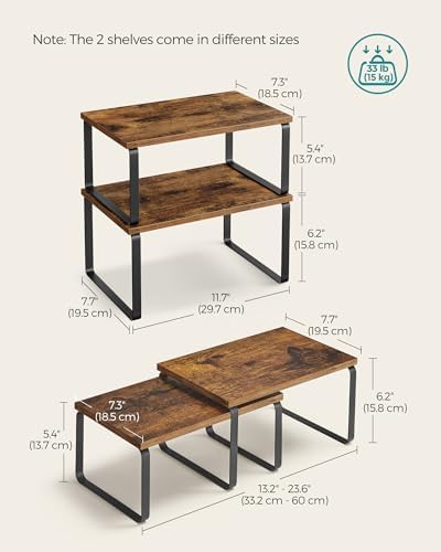 SONGMICS Cabinet Organizer Shelf, Set of 2 Spice Rack, Kitchen Storage