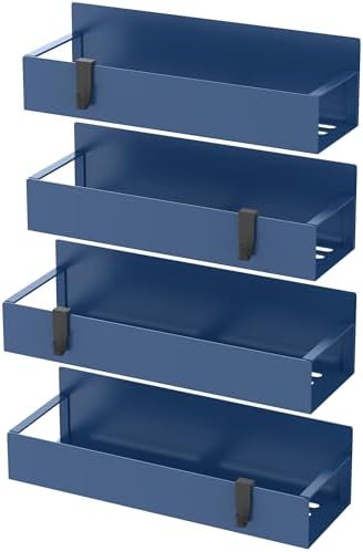 HuggieGems Metal Magnetic Spice Rack for Refrigerator Royal Blue, 4 Pack