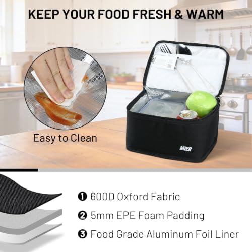 MIER 9-Can Mini Lunchbox Cooler Small Lunch Box Bag for Kids Adults, Black
