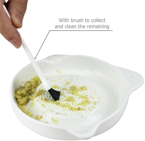 EIKS Ceramic Ginger Grater Plate, Grinding Dish, Kitchen Cooking Prep Tool