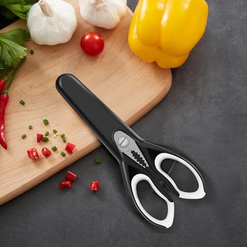 1 Pack Sharp Kitchen Scissors Set with Magnetic Holder, White