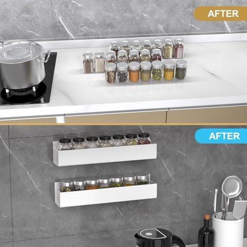 PMMASTO 2-Pack White Acrylic Spice Rack Organizers for Cabinet Doors