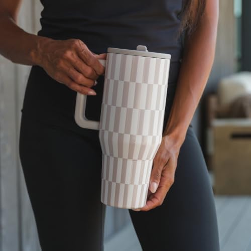 HydroJug Traveler 40oz, Insulated Tumbler with Handle & Straw, Latte