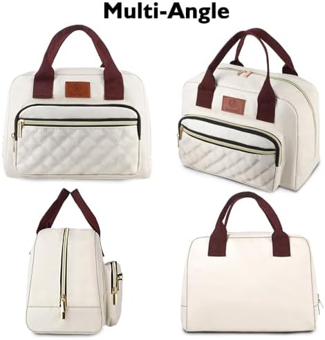 Genteen Lunch box for Women, Insulated Tote LunchBox for Adult Men Reusable Lunch Box with Front Pocket for Work, Picnic or Travel-15 Cans/14 Liters- white