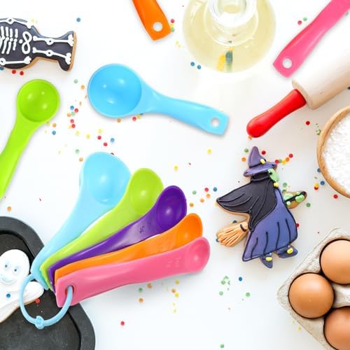 Frienda 20 Pcs Colorful Plastic Measuring Spoons for Kitchen Baking