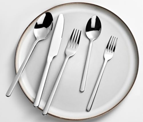 KINGSTONE Silverware Set for 12, 60 Piece 18/10 Stainless Steel Flatware Utensils Cutlery Set, Mirror Polished, Dishwasher Safe, Knife Fork Spoon for Home Restaurant Wedding Housewarming