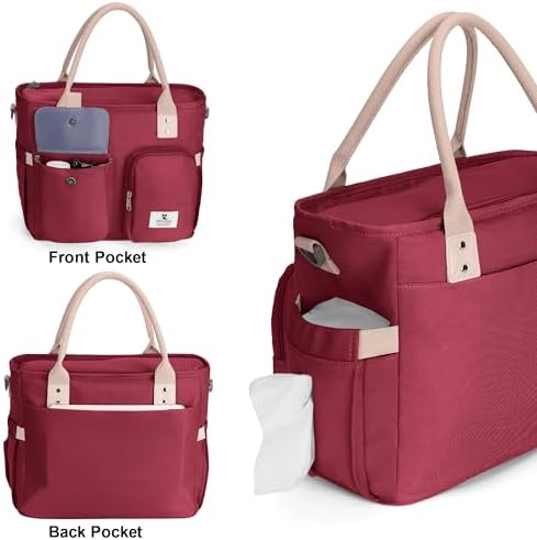 Hafmall Large Lunch Box for Women, Insulated Lunch Bag, Wide Opening, Red