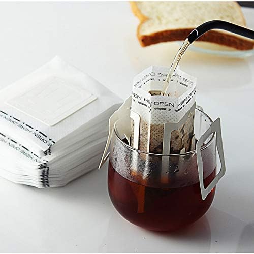 100Pcs Portable Coffee Filter Paper Hanging Ear Drip Coffee Bag Single Serve Disposable Drip Coffee Filter Perfect for Travel, Camping, Home, Office