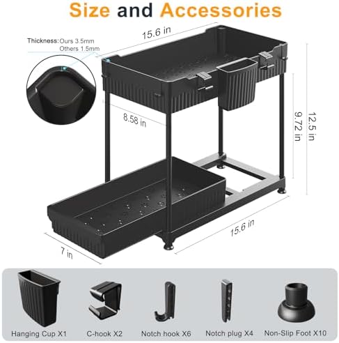 Sevenblue 2-Pack 2-Tier Under Sink Organizers with Sliding Drawers
