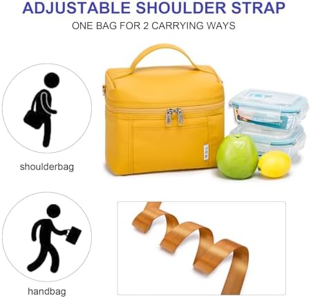NOL Insulated Lunch Bags for Women Cooler Bag Lightweight Nylon Waterproof Lunch Box for Work Small Earth-yellow 4L
