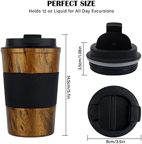 CS COSDDI 12 oz Coffee mug - Stainless Steel Coffee Cup with Leakproof Lid