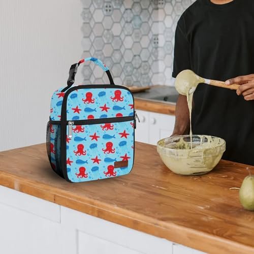 Lunch Box for Men & Women Durable Lunch Bag for Adults Reusable Small Lunchbox Octopus