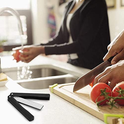 2 Pcs 400/600 Grit Portable Handheld Double Sided Sharpener Pocket Diamond Knife Sharpening Stone for Kitchen, Garden, Outdoor tools Fine/Coarse Grinding (Black/Orange)