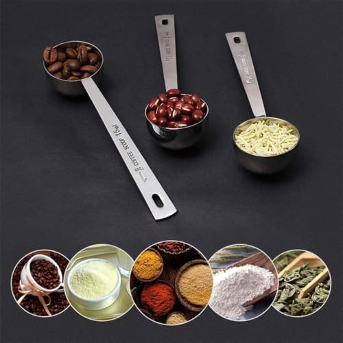 Stainless Steel 1 Tablespoon Measuring Coffee Scoop Spoon, Set of 5