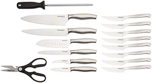 CUISINART Block Knife Set, 17pc Cutlery Knife Set with Steel Blades for Precise Cutting, Lightweight, Stainless Steel, Durable & Dishwasher Safe, C77SS-17P