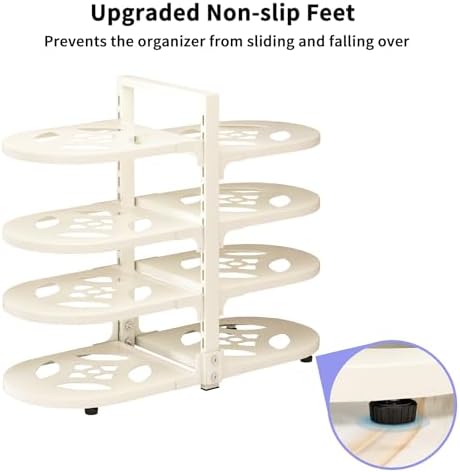 Adjustable Heavy Duty Pots and Pans Organizer Under Cabinet, 8-Tier Pot and Pan Organizers Inside Cabinet, Kitchen Cabinet Organizers and Storage, White