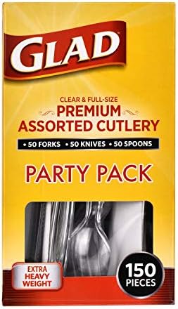 Glad Clear Disposable Plastic Cutlery Set, 150 Count Family Size, 6-Pack