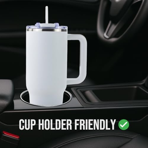 Hogg Big Swig 40oz Tumbler with Handle and Straw - White, 40 oz Tumbler, Insulated Cup with Handle, 40oz Water Bottle with Straw, Thermal Cups, Leak Proof Lid, Travel Mugs, Stainless Steel